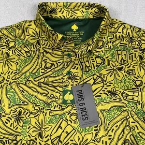Pins & Aces Polo Shirt Men M Limited Edition Augusta Golf 2022 Masters Geometric